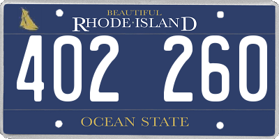 RI license plate 402260