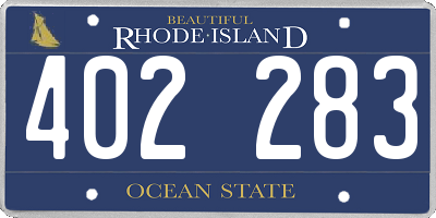 RI license plate 402283
