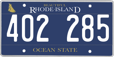 RI license plate 402285