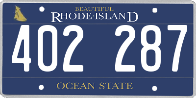 RI license plate 402287