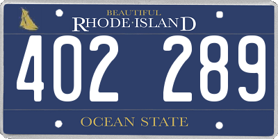 RI license plate 402289