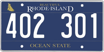 RI license plate 402301