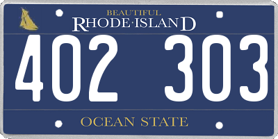 RI license plate 402303