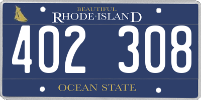 RI license plate 402308