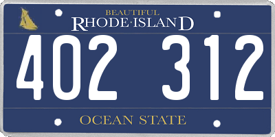RI license plate 402312