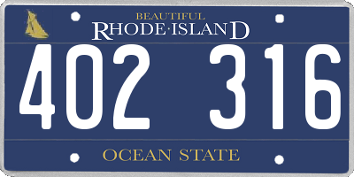 RI license plate 402316