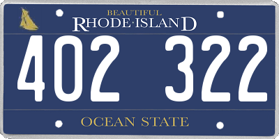 RI license plate 402322