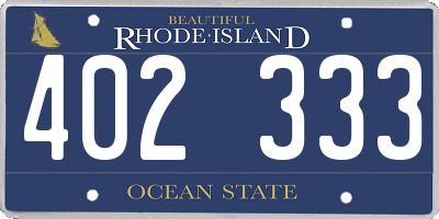 RI license plate 402333