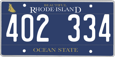 RI license plate 402334