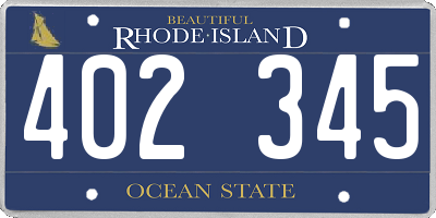 RI license plate 402345