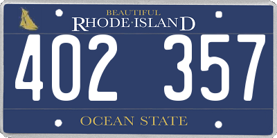 RI license plate 402357