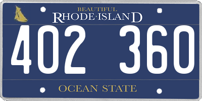 RI license plate 402360