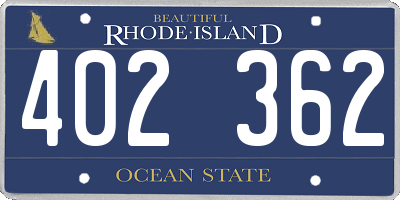 RI license plate 402362