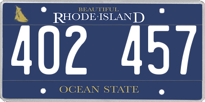 RI license plate 402457