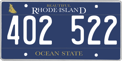 RI license plate 402522