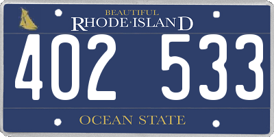 RI license plate 402533