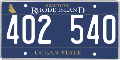 RI license plate 402540