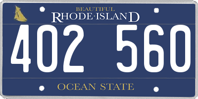 RI license plate 402560