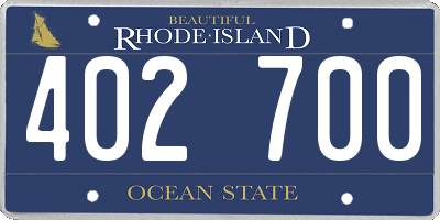 RI license plate 402700