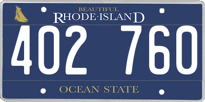 RI license plate 402760