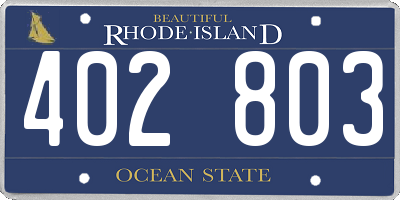 RI license plate 402803