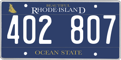 RI license plate 402807