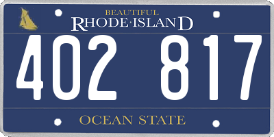 RI license plate 402817