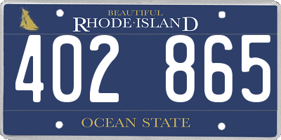 RI license plate 402865