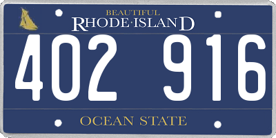 RI license plate 402916