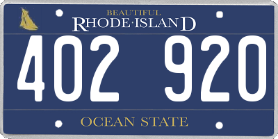 RI license plate 402920