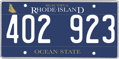 RI license plate 402923