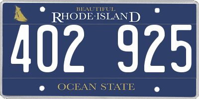 RI license plate 402925