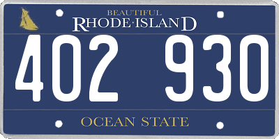 RI license plate 402930