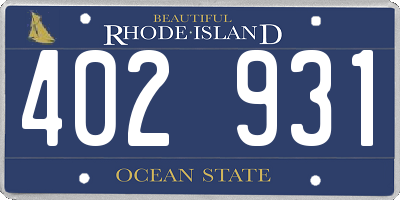 RI license plate 402931