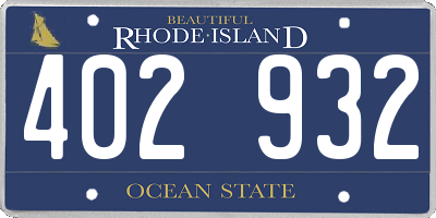 RI license plate 402932