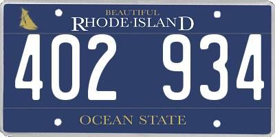 RI license plate 402934