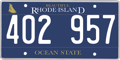 RI license plate 402957