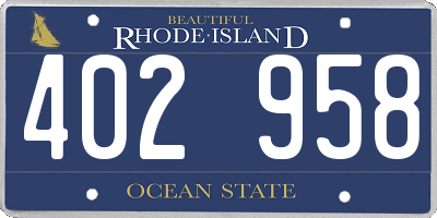 RI license plate 402958