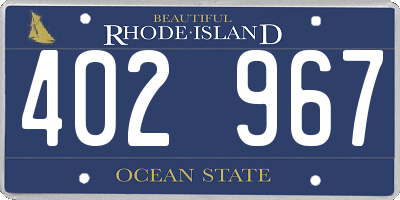 RI license plate 402967