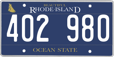 RI license plate 402980