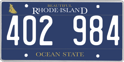 RI license plate 402984
