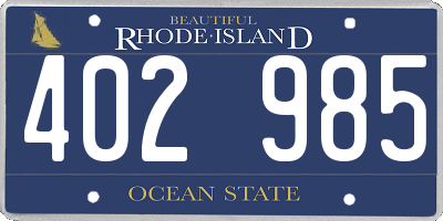 RI license plate 402985