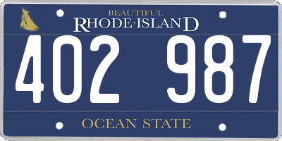 RI license plate 402987