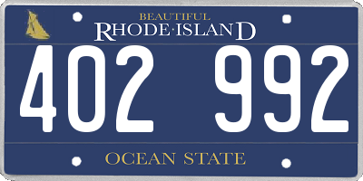 RI license plate 402992