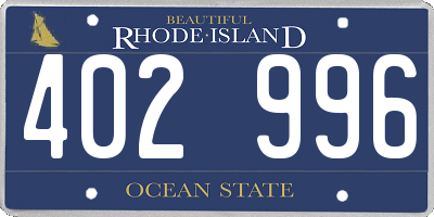 RI license plate 402996