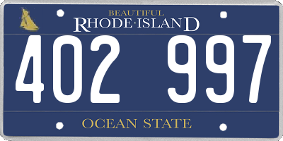 RI license plate 402997