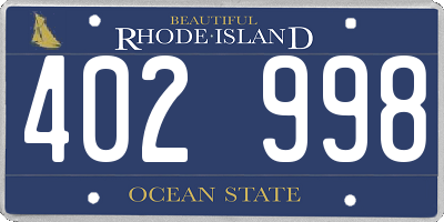 RI license plate 402998