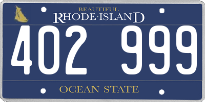 RI license plate 402999