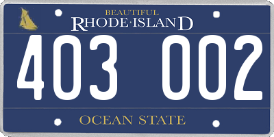 RI license plate 403002