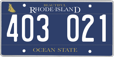 RI license plate 403021